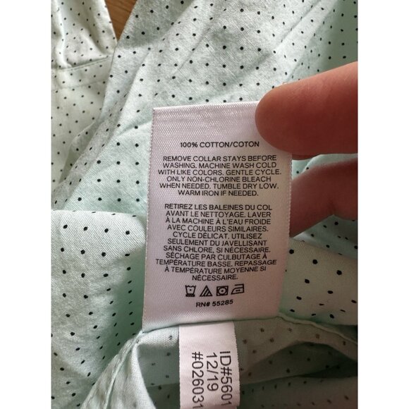 Express Extra Slim Men Size Small Button Down Shirt Green Polka Dots Cotton City - Picture 10 of 12